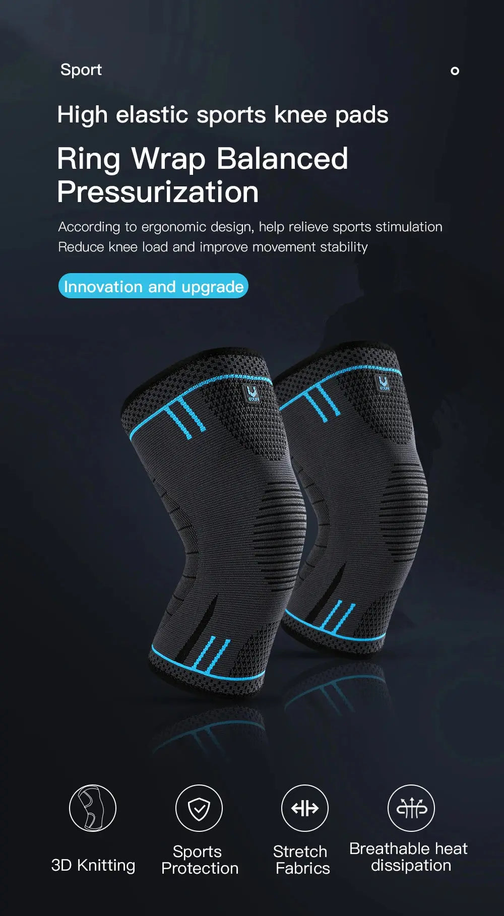 1 Pcs Compression Knee Support Sleeve Elastic Breathable Knee Pads Brace Springs Gym Sports Protector Basketball Volleyball Run Spy-shop.com
