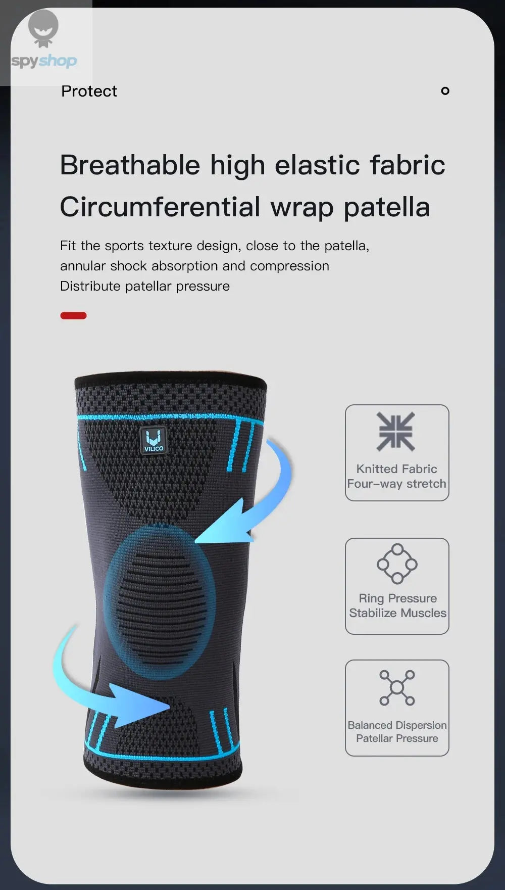 1 Pcs Compression Knee Support Sleeve Elastic Breathable Knee Pads Brace Springs Gym Sports Protector Basketball Volleyball Run Spy-shop.com