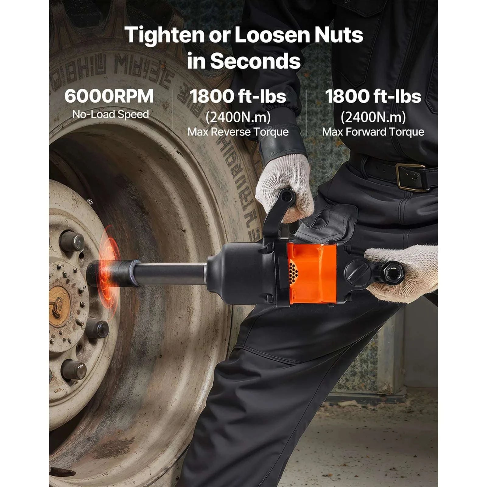 1" Air Impact Wrench 1800 ft-lbs Torque Heavy Duty Pneumatic Gun-1inch / United States