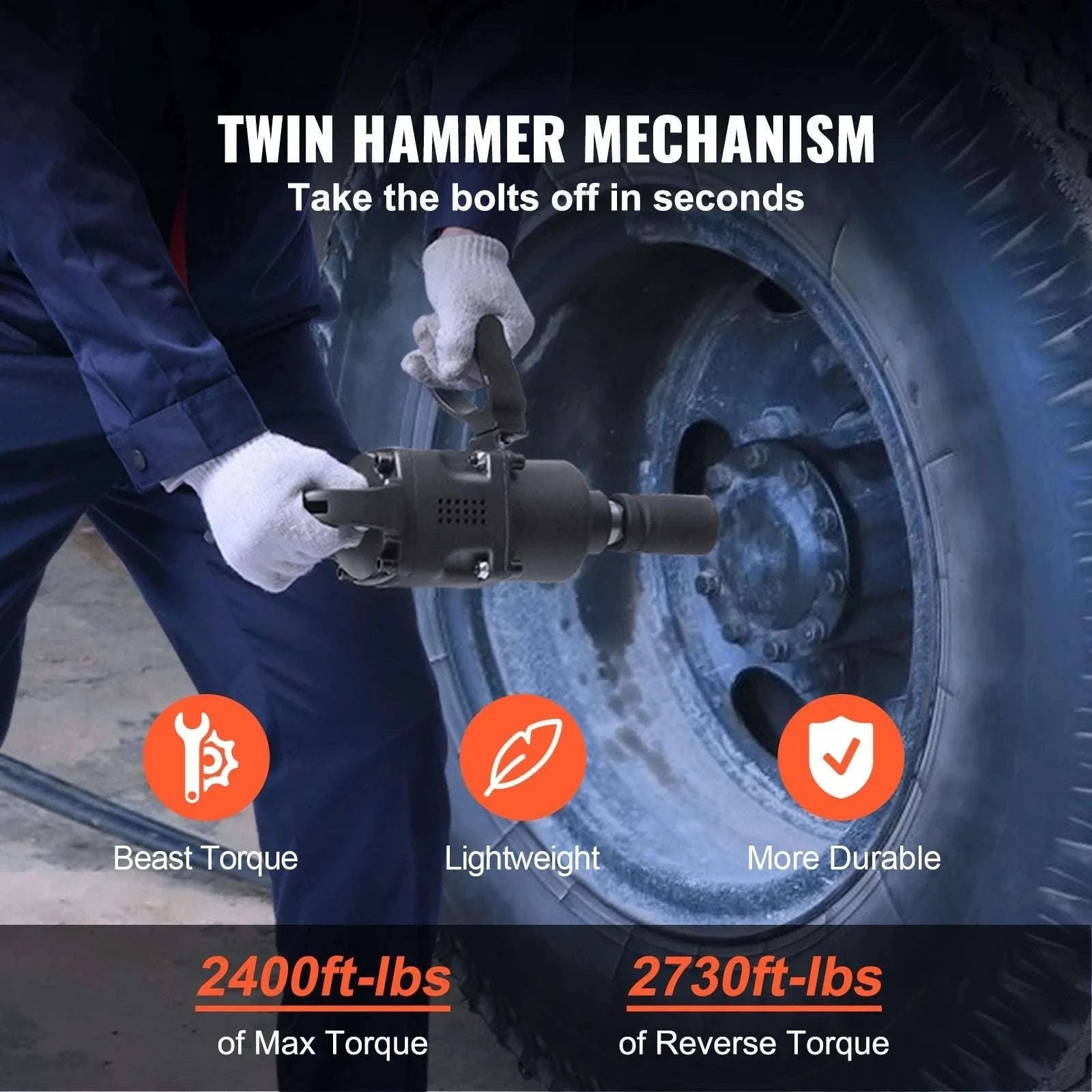 1" Air Impact Wrench 2730 ft-lbs Heavy Duty Pneumatic Gun-United States