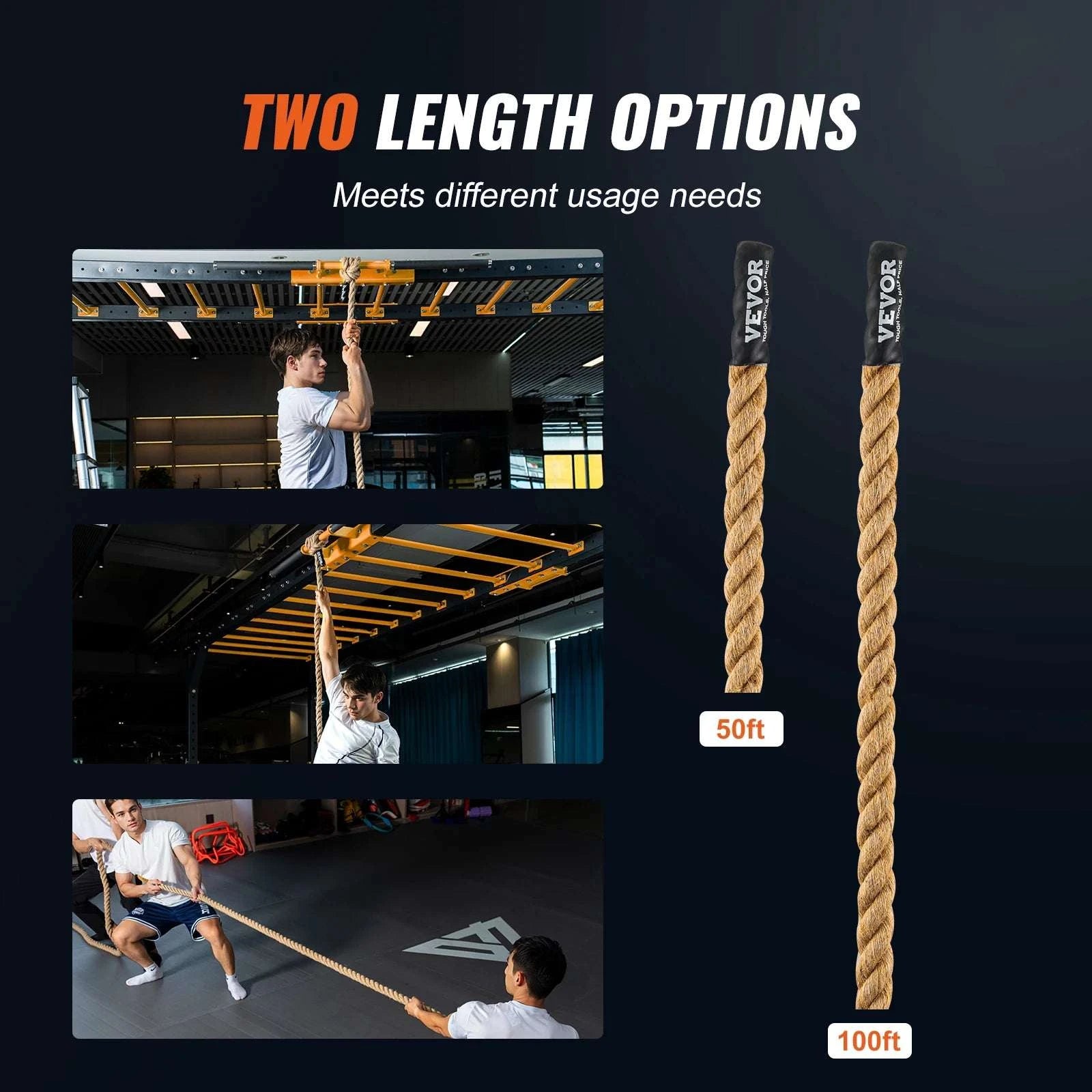 1 Inch Gym Climbing Rope for Strength Training 50ft / 100ft Jute-50ft 1inch / United States