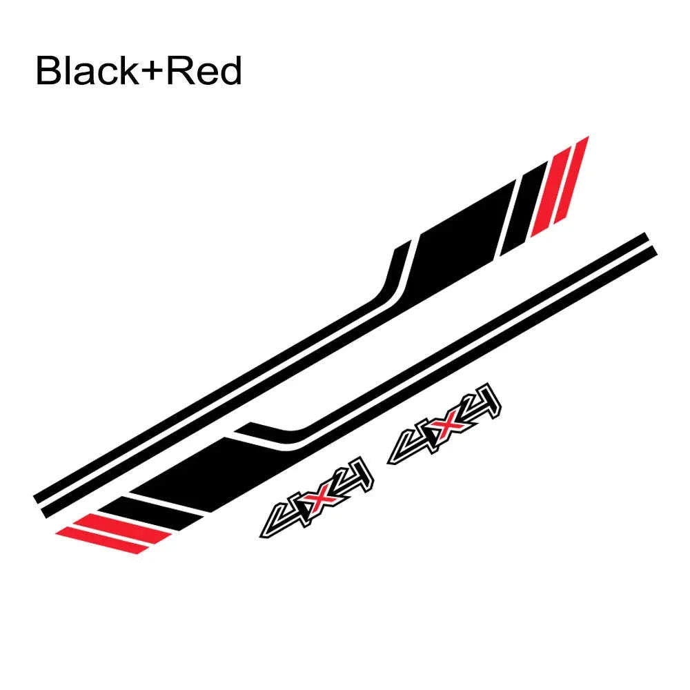 1 Pair 4x4 Off Road Side Body Sticker Decals-Glossy Black / 150x16cm