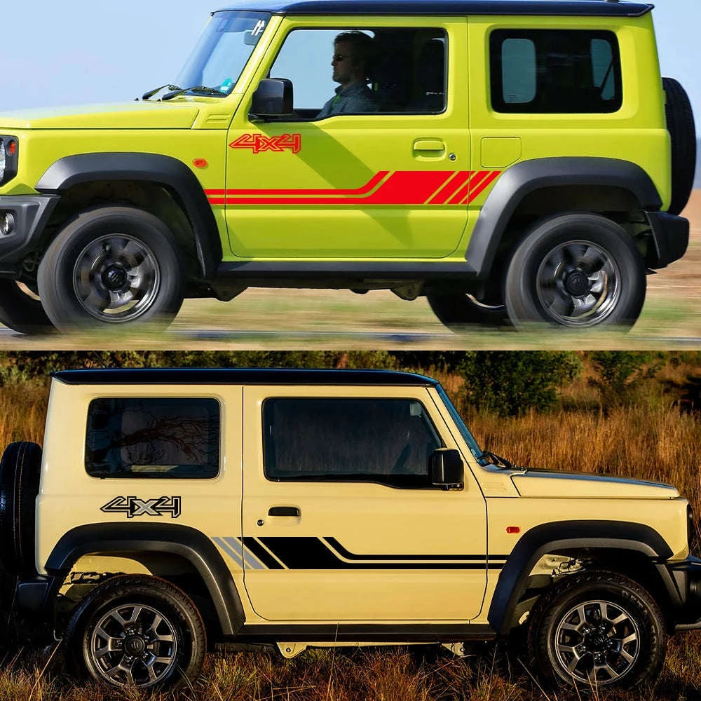 1 Pair 4x4 Off Road Side Body Sticker Decals-Glossy Black / 150x16cm
