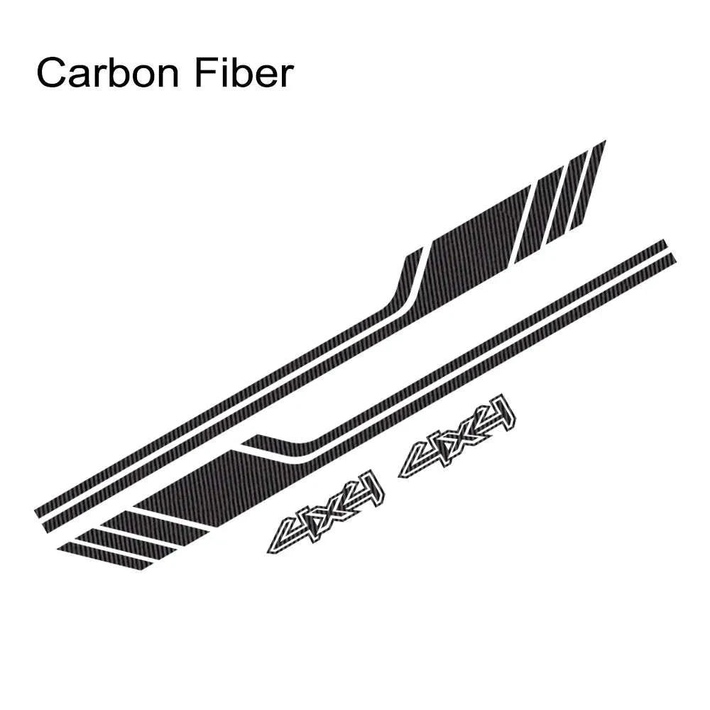 1 Pair 4x4 Off Road Side Body Sticker Decals-Glossy Black / 150x16cm