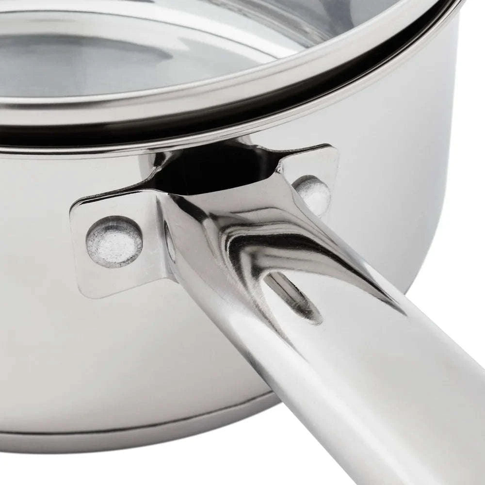 1 Qt Stainless Steel Saucepan with Straining Lid & Glass Cover-United States
