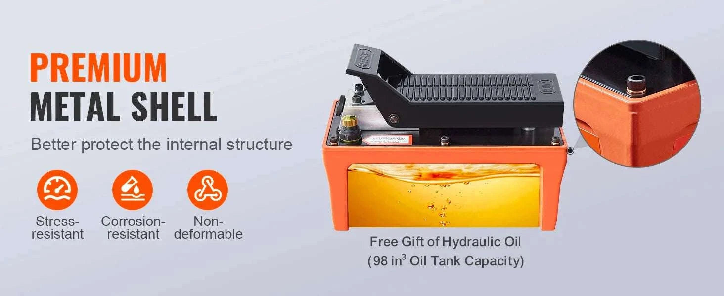 10,000 PSI Air Hydraulic Foot Pump with 1.6L Reservoir-Orange / EU / france