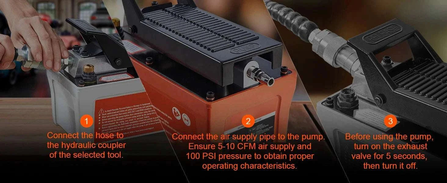 10,000 PSI Air Hydraulic Foot Pump with 1.6L Reservoir-Orange / EU / france