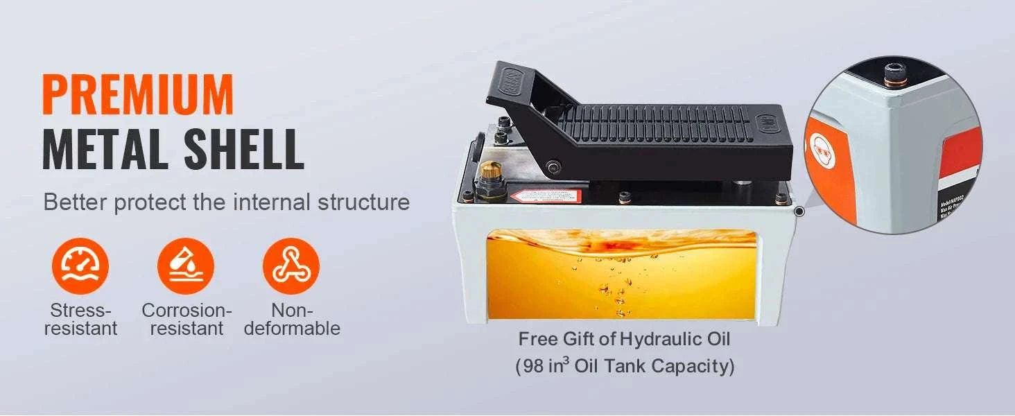 10,000 PSI Air Hydraulic Foot Pump with 1.6L Reservoir-Orange / EU / france