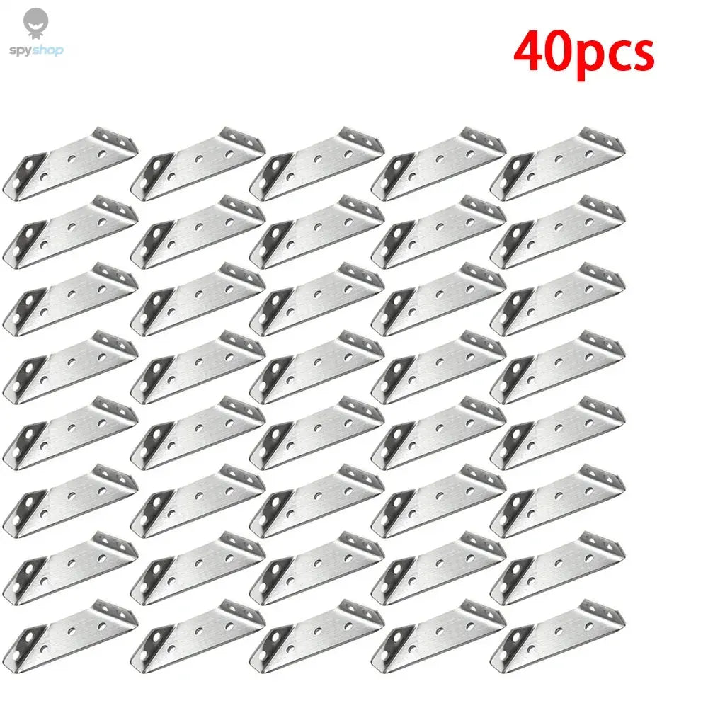 10/20/40/50pcs Thickened Stainless Steel Angle Code 90 Degrees Right Angle Fixed Bracket Furniture Connectors Spy-shop.com