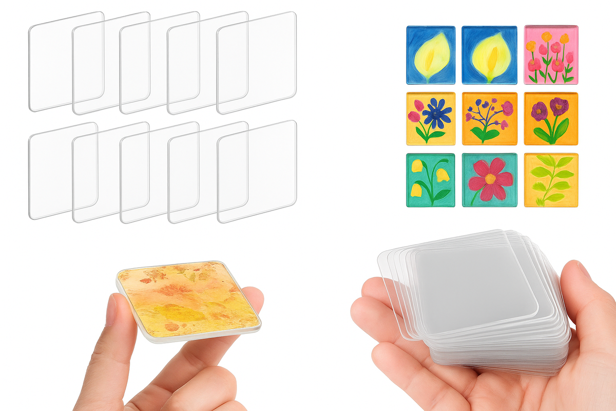 Magnet frigorific pătrat vidat, 5x5 cm, set DIY confecționare magneți