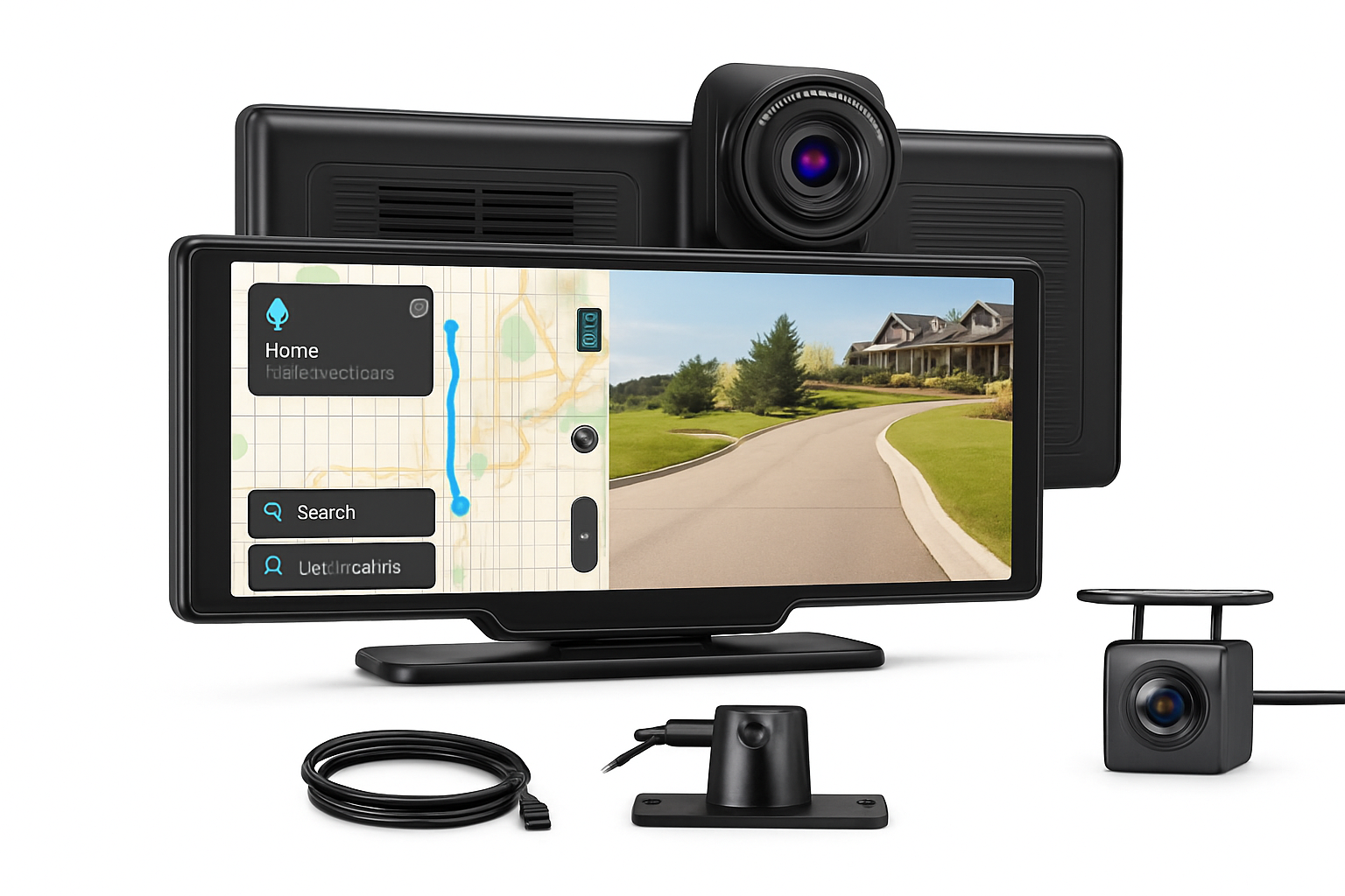 Rádio de Carro com Câmara Dash 4K de 10,26" e CarPlay Sem Fios