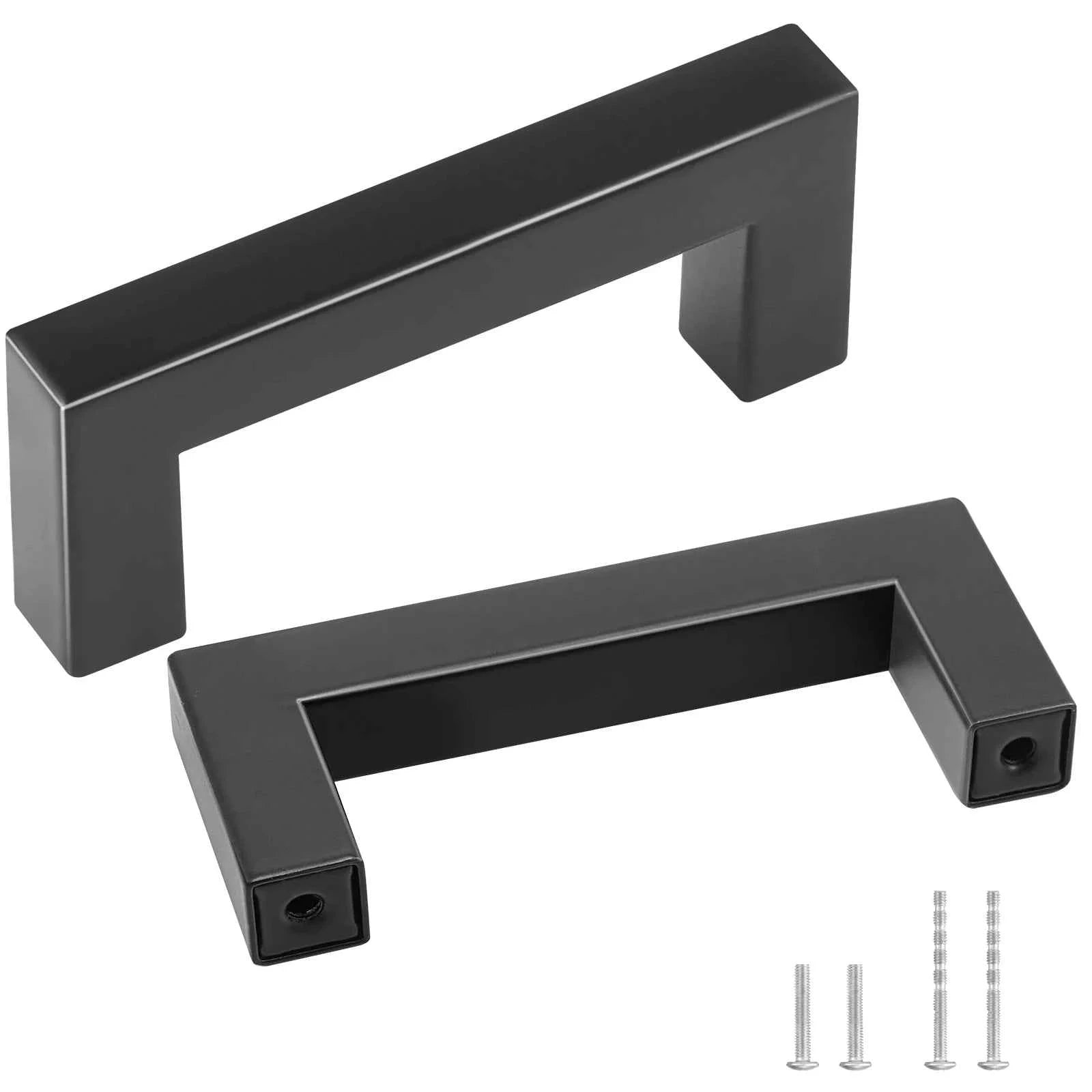 10/30 Pack Stainless Steel Cabinet Pulls Matte Black-10pcs 96mm Quadrate / United States