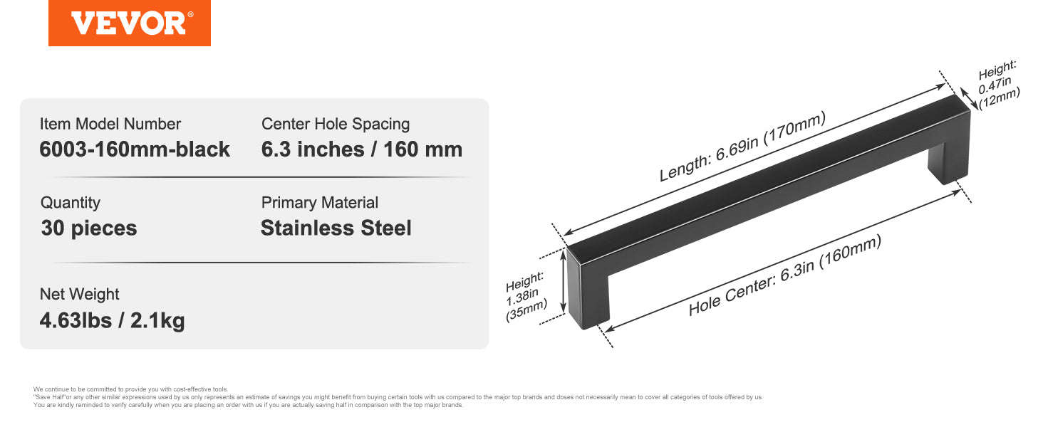 10/30 Pack Stainless Steel Cabinet Pulls Matte Black-10pcs 96mm Quadrate / United States