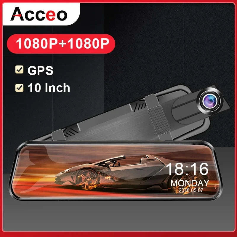 10" Dual 1080P HD Car DVR Touchscreen Mirror-A20P-6M RCC / None