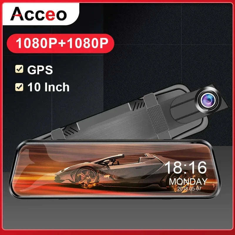10" Dual 1080P HD Car DVR Touchscreen Mirror for Front and Rear Recording-A20P-6M RCC / None