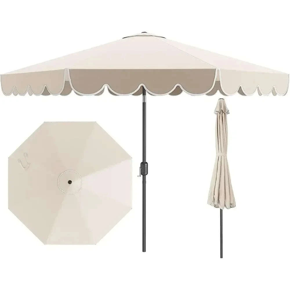 10-Foot 2-Tier Scalloped Patio Umbrella with Crank and 8 Ribs-United States