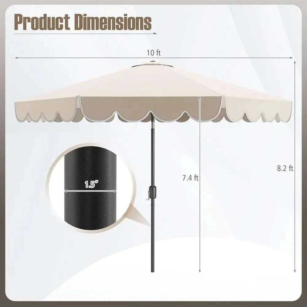 10-Foot 2-Tier Scalloped Patio Umbrella with Crank and 8 Ribs-United States