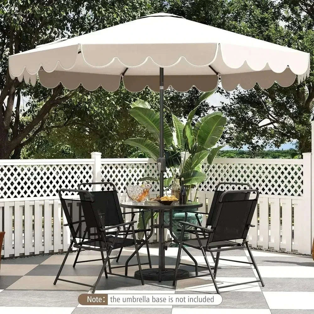 10-Foot 2-Tier Scalloped Patio Umbrella with Crank and 8 Ribs-United States