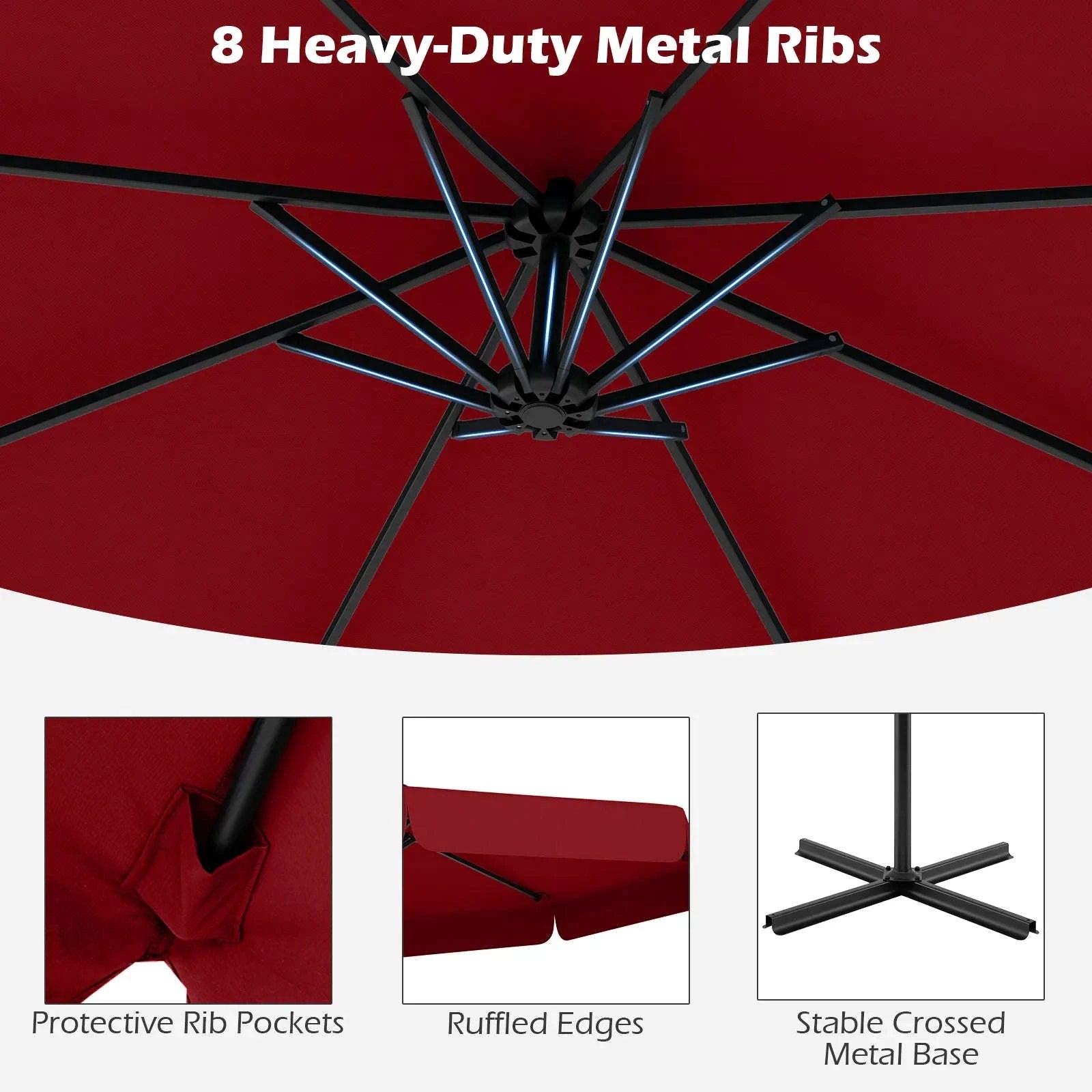 10 ft Offset Hanging Patio Umbrella with Cover-United States / Turquoise