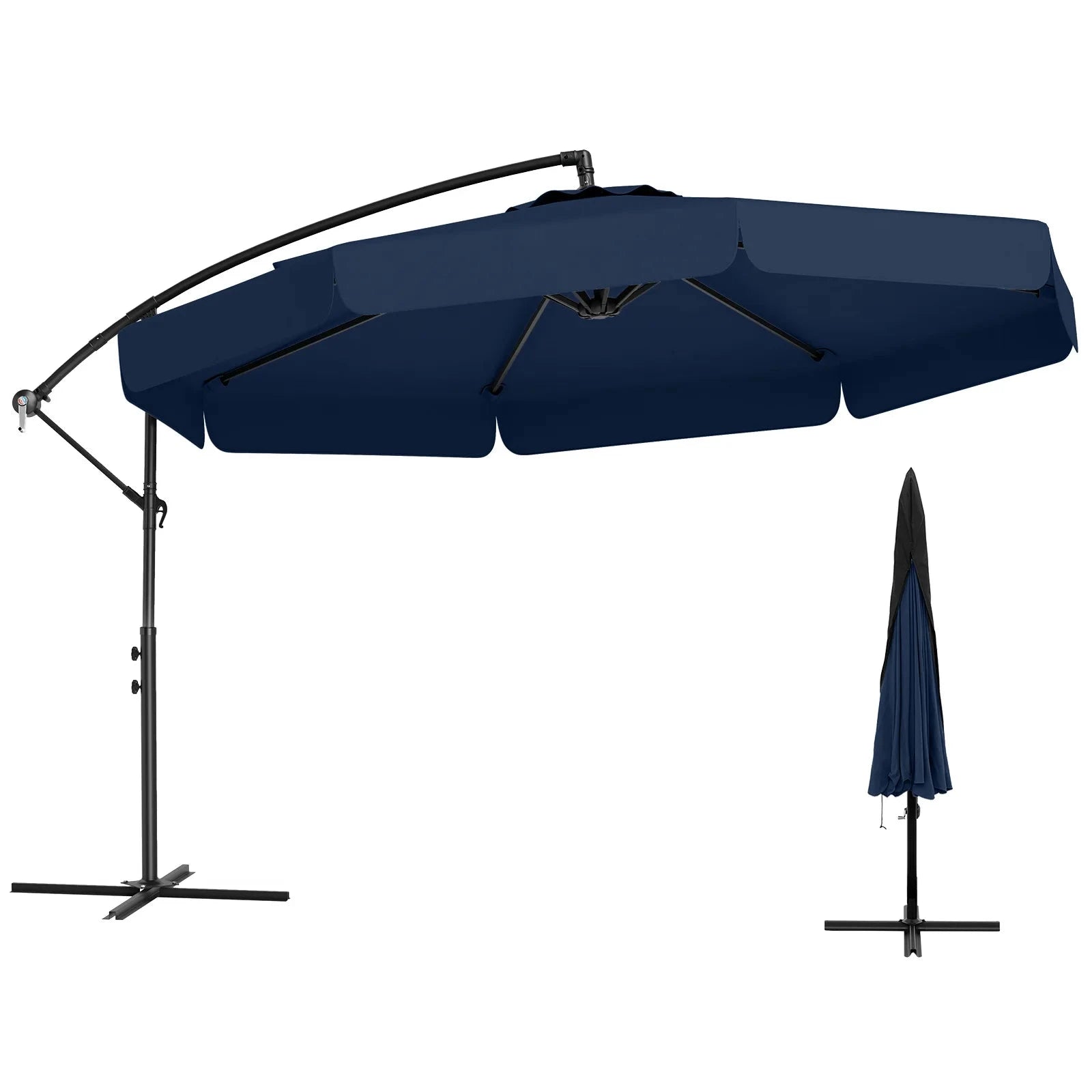 10 ft Offset Hanging Patio Umbrella with Cover-United States / Turquoise