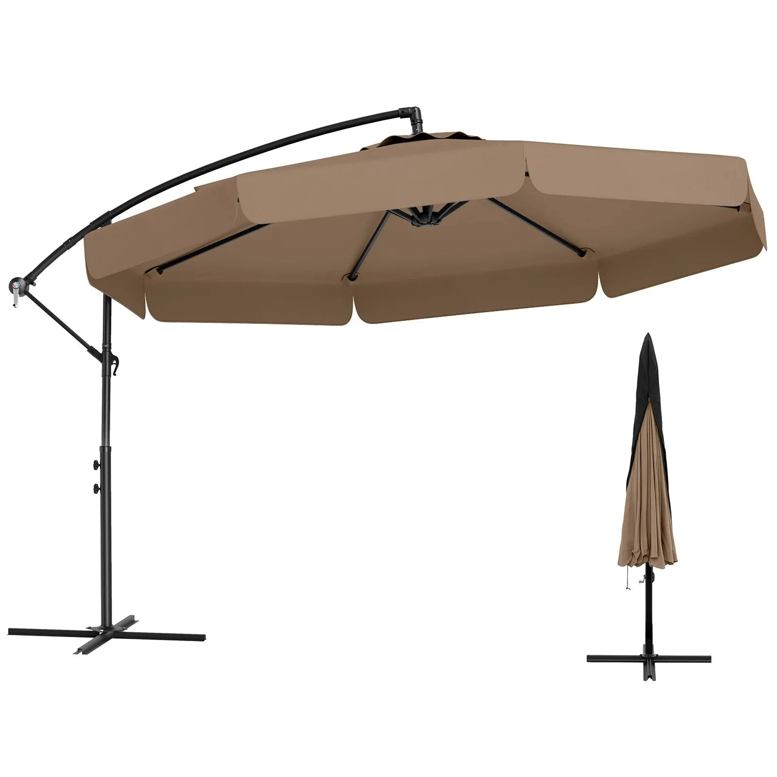 10 ft Offset Hanging Patio Umbrella with Cover-United States / Turquoise