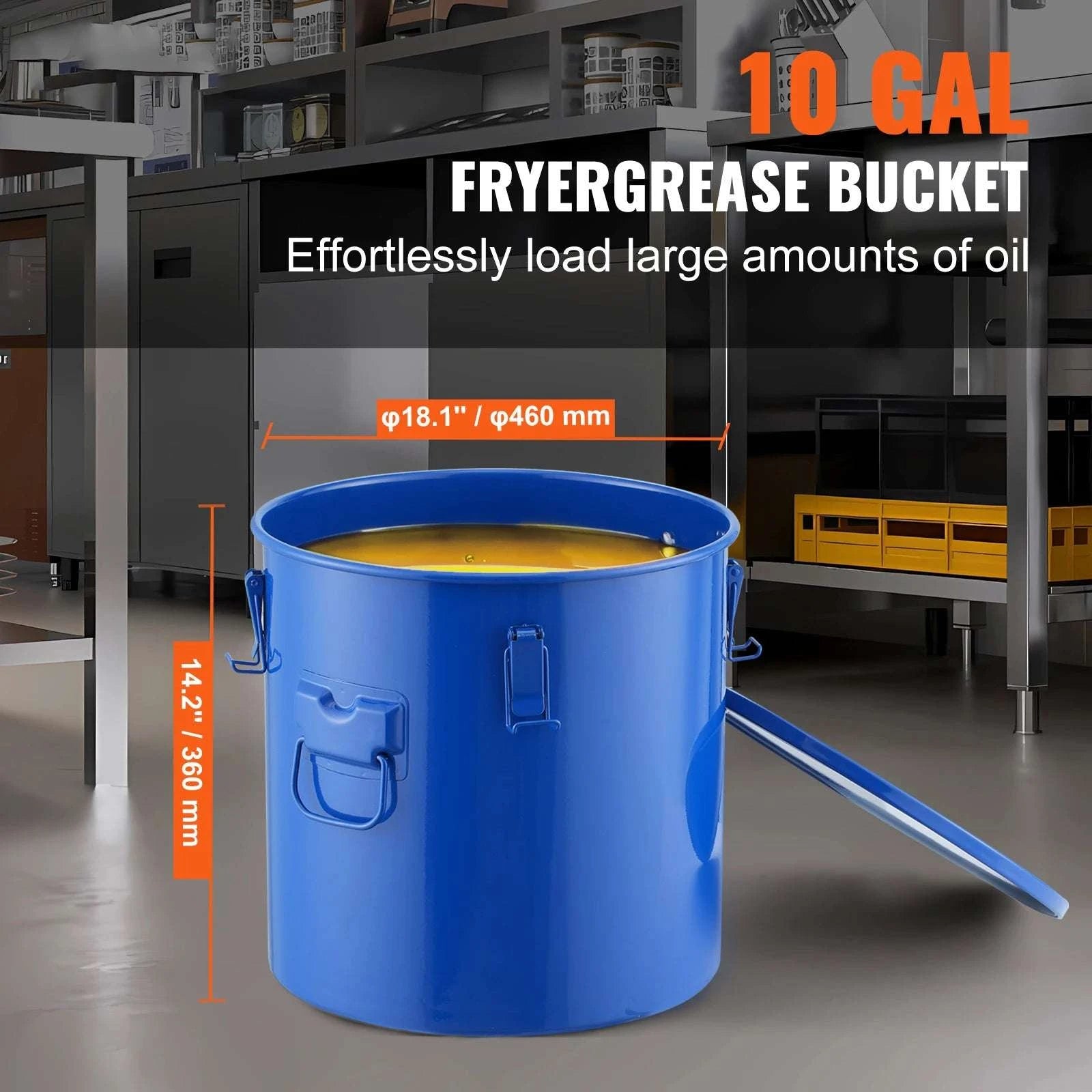 10 Gallon Fryer Grease Bucket with Filter Bag and Locking Lid-carbon steel / United States