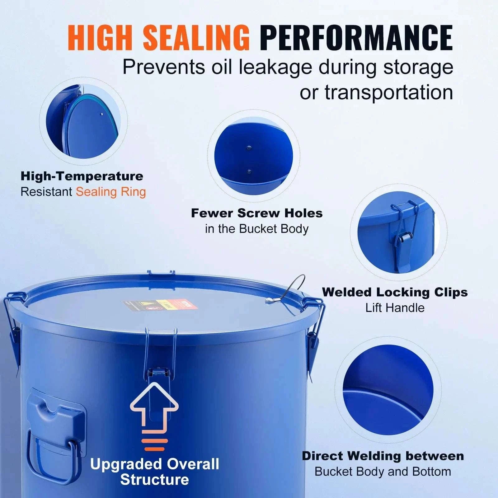 10 Gallon Fryer Grease Bucket with Filter Bag and Locking Lid-carbon steel / United States