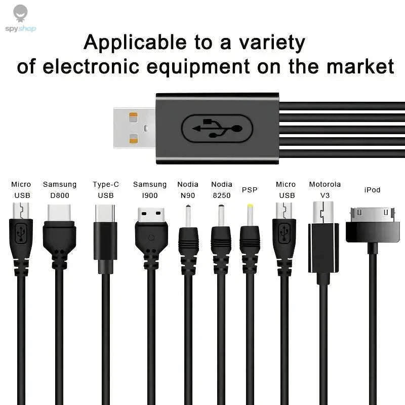 10‑in‑1 Multi‑Function USB Charging Cable – Universal, Travel‑Ready, Multi‑Device Power-black / CHINA