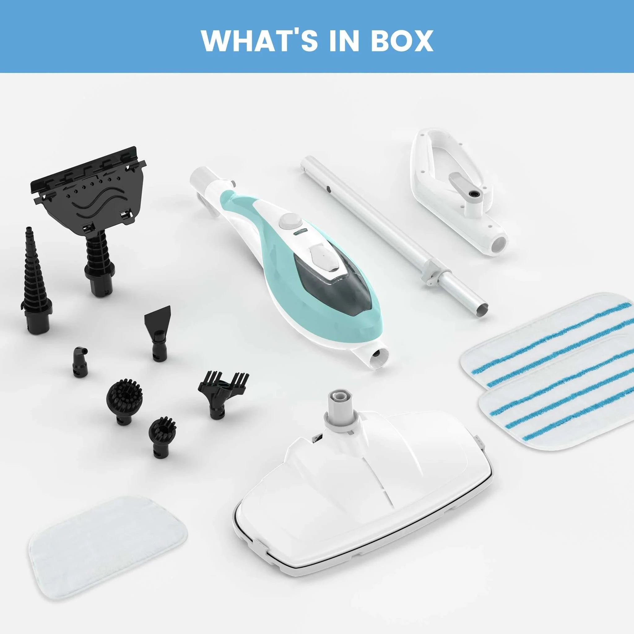 10-in-1 Steam Mop with Handheld Cleaner 1550W Multi-Surface Cleaning-WHITE / 120V / United States
