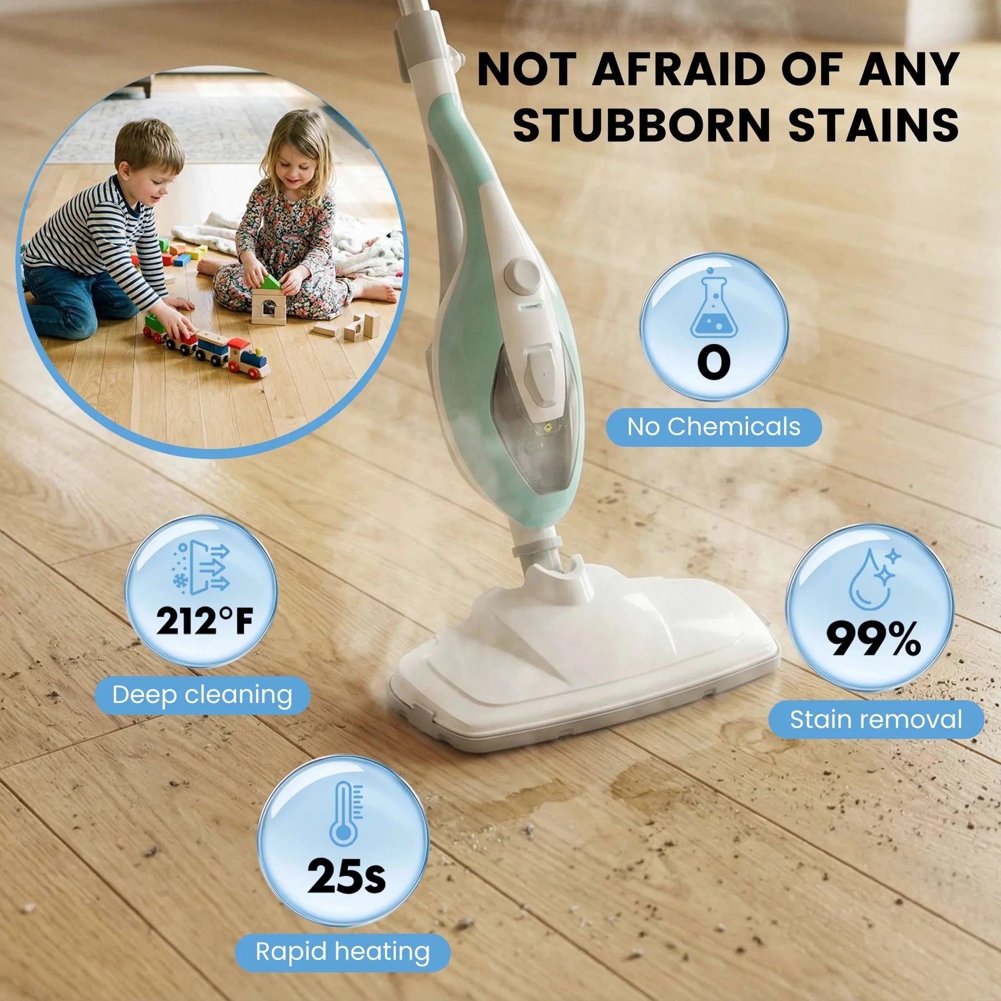 10-in-1 Steam Mop with Handheld Cleaner 1550W Multi-Surface Cleaning-WHITE / 120V / United States
