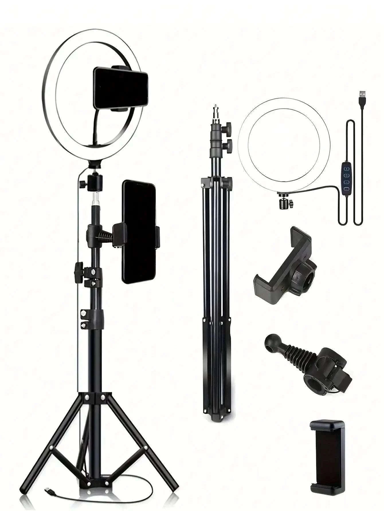 10-Inch Ring Light with 110cm Tripod Stand & Remote for Streaming-black
