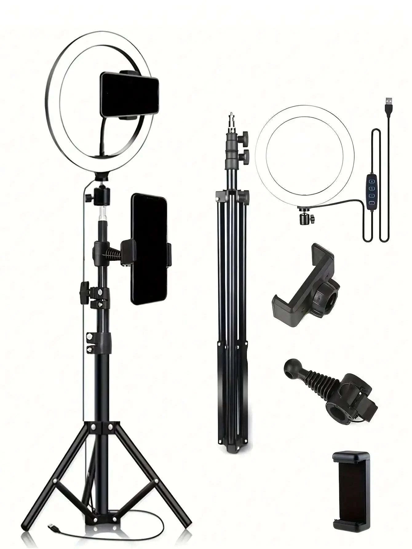 10-Inch Ring Light with 110cm Tripod Stand & Remote for Streaming-black