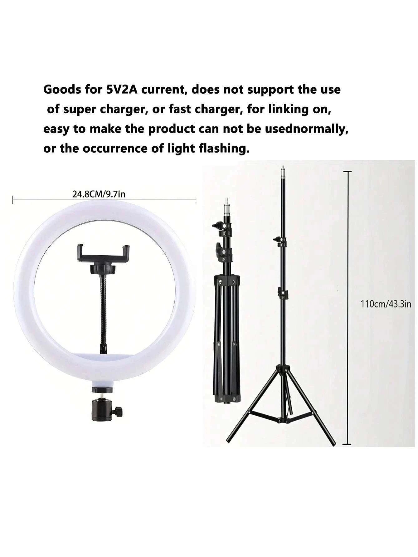 10-Inch Ring Light with 110cm Tripod Stand & Remote for Streaming-black