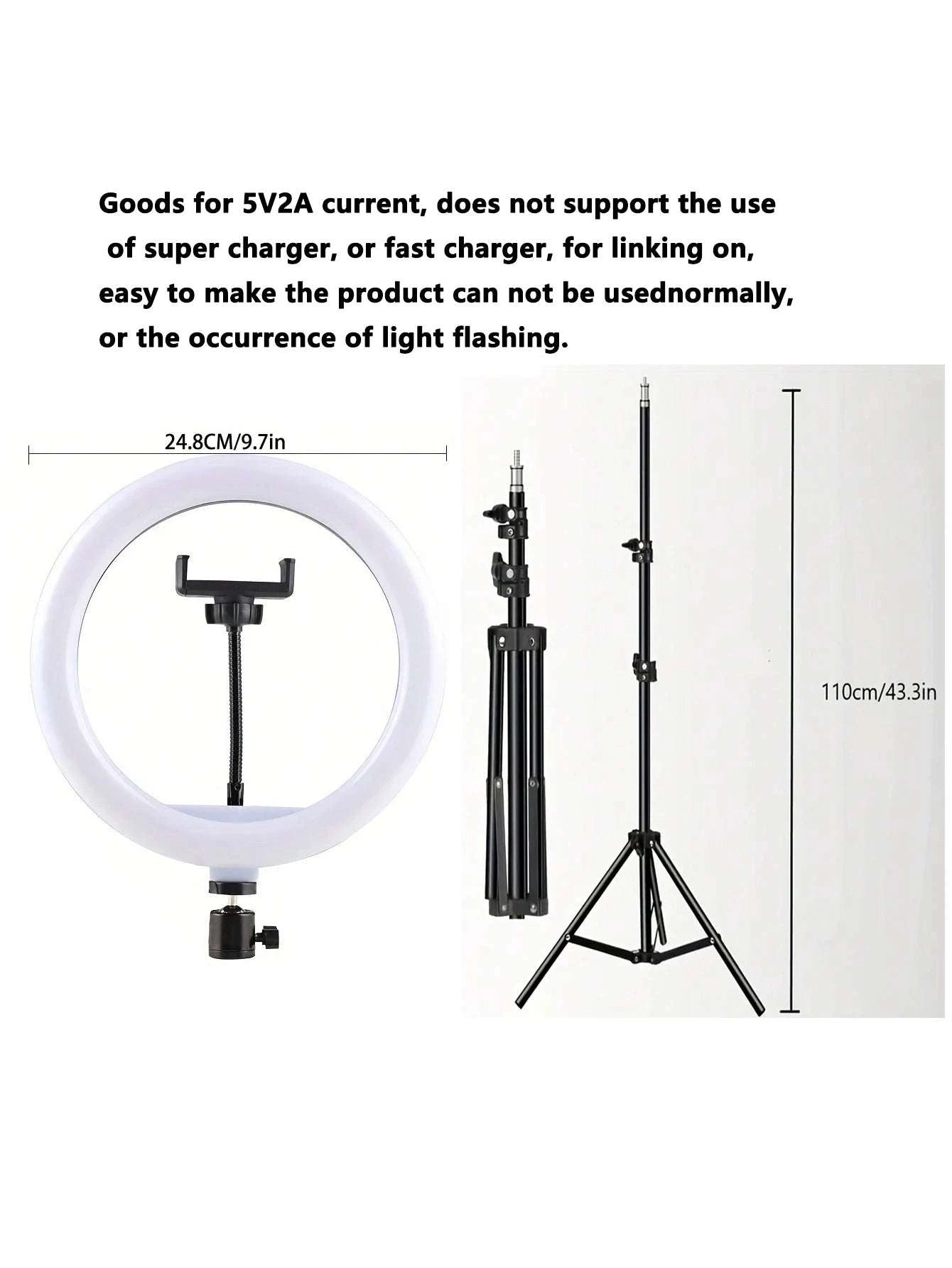 10-Inch Ring Light with 110cm Tripod Stand & Remote for Streaming-black