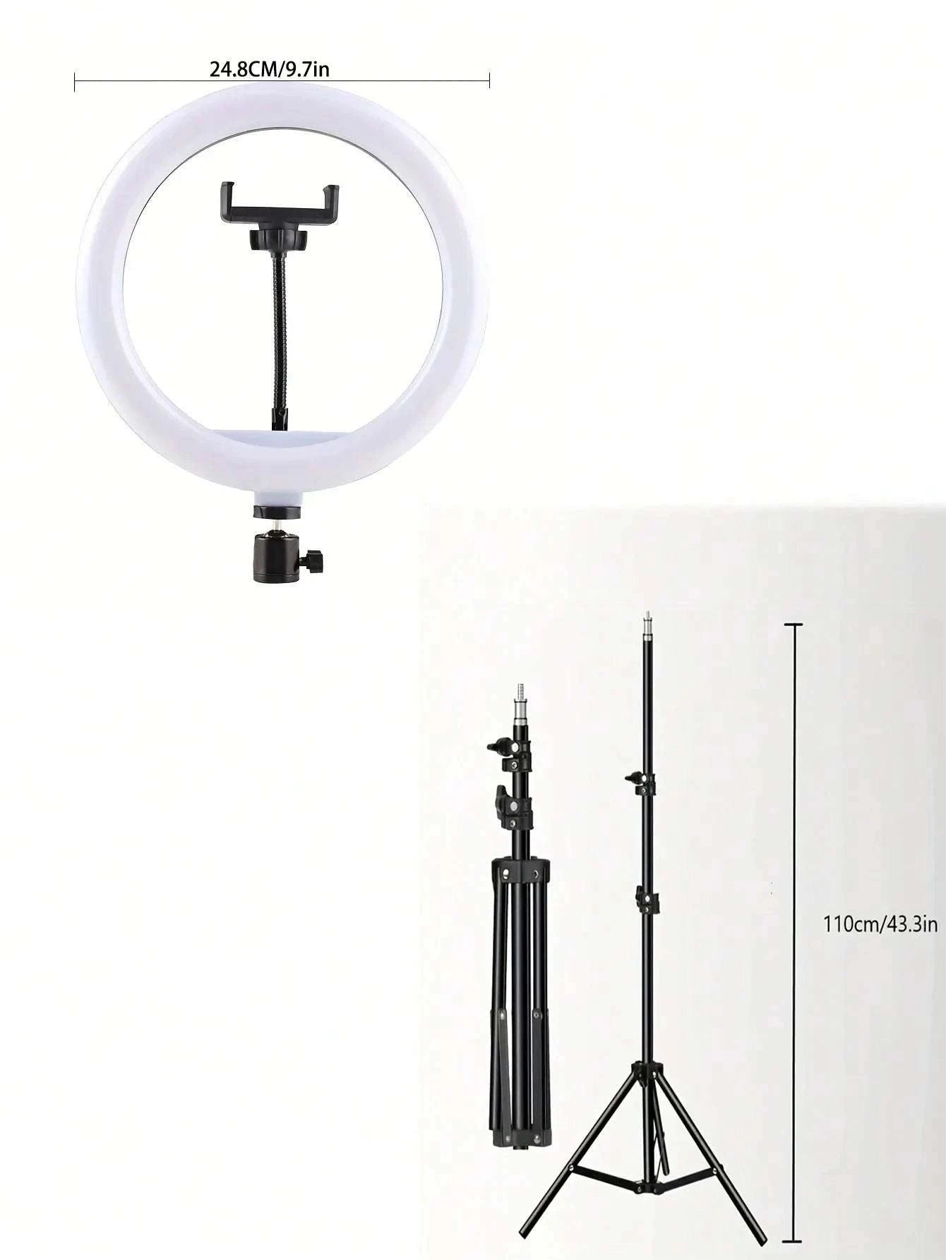 10-Inch Ring Light with 110cm Tripod Stand & Remote for Streaming-black