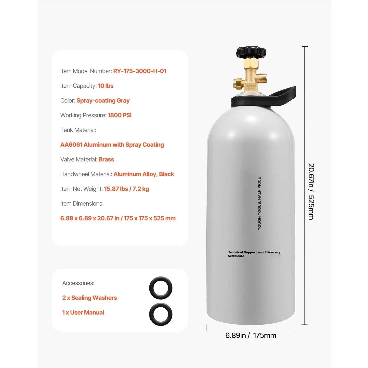 10 lb Aluminum CO2 Tank with CGA320 Valve for Beer Kegs-10lbs / United States