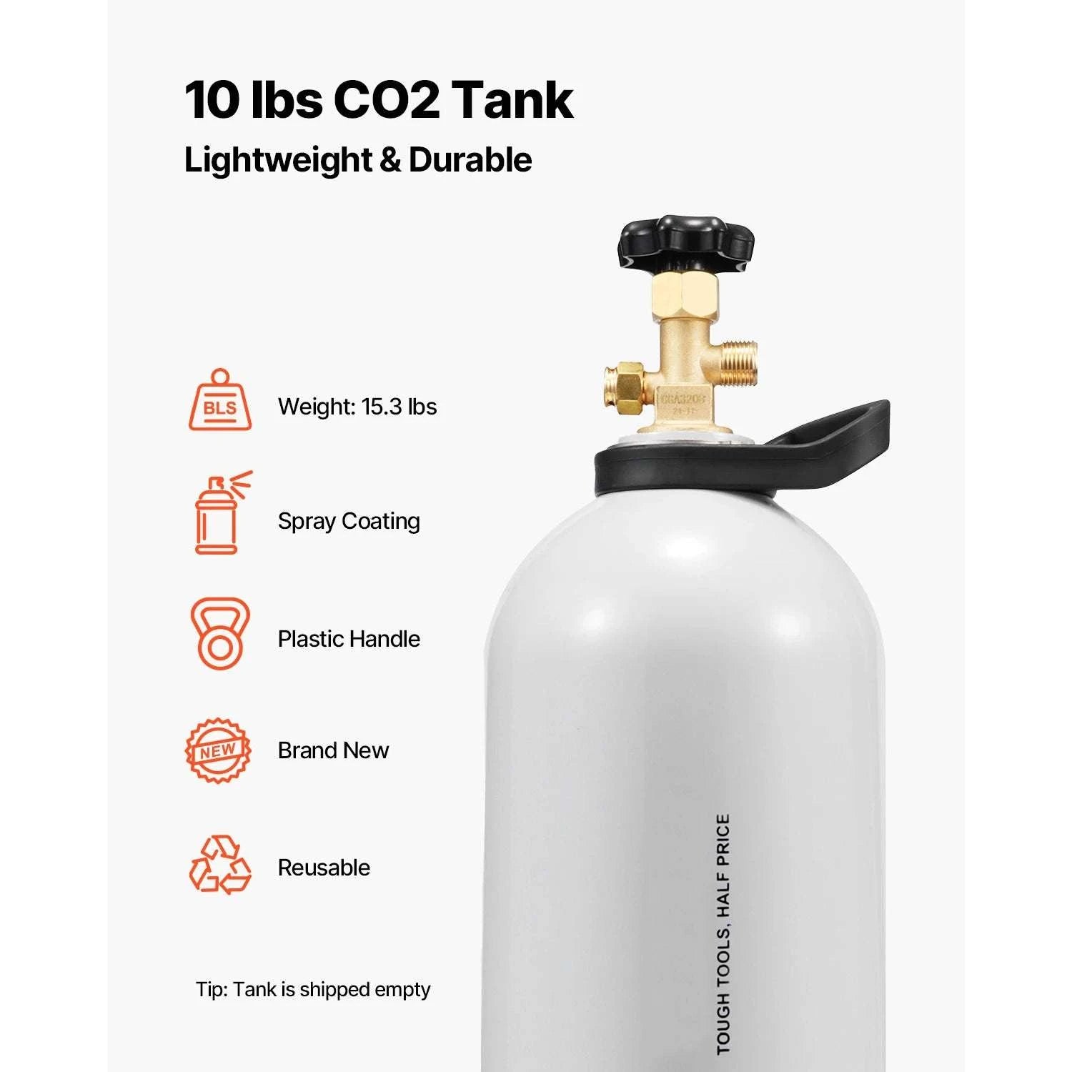 10 lb Aluminum CO2 Tank with CGA320 Valve for Beer Kegs-10lbs / United States