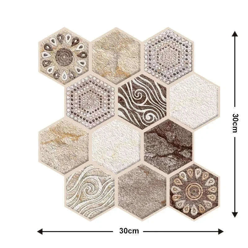 10 Pack 3D Self-Adhesive PVC Wall Panels for Easy Room Refresh-Wall Stickers 524 / 30cmX30cmX10pcs