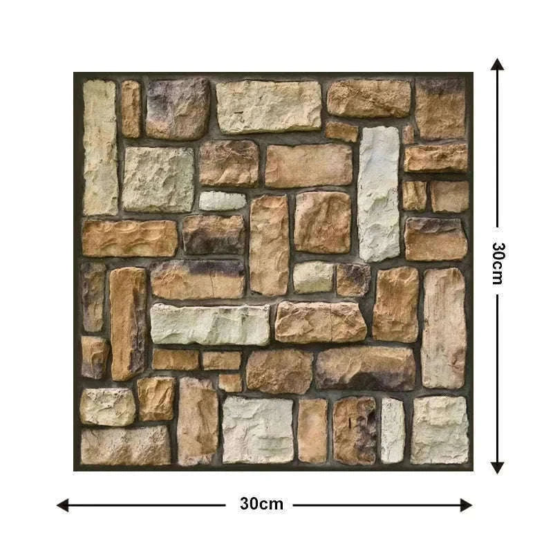10 Pack 3D Self-Adhesive PVC Wall Panels for Easy Room Refresh-Wall Stickers 524 / 30cmX30cmX10pcs