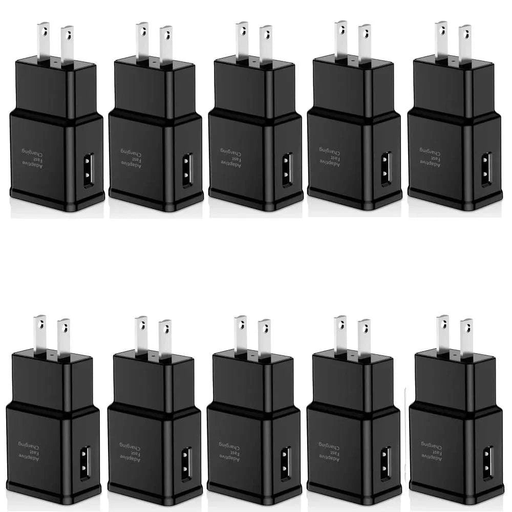 10-Pack QC3.0 Fast Charging USB Wall Chargers EU/US Plug-US plug White / 10pcs (total)