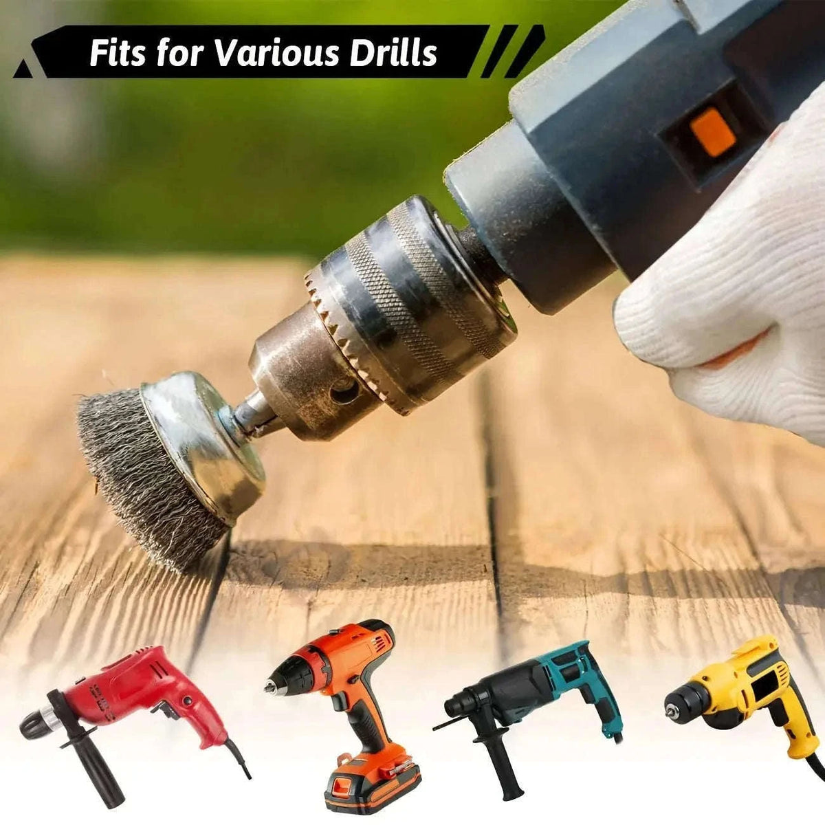 10-Piece Drill Wire Brush Set for Rust Removal and Prep-3pcs