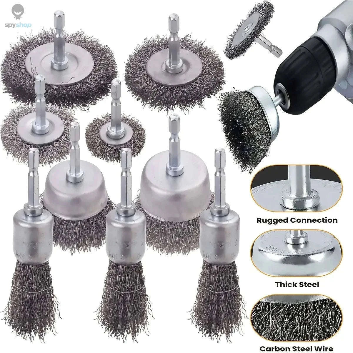 10-Piece Drill Wire Brush Set for Rust Removal and Prep-3pcs