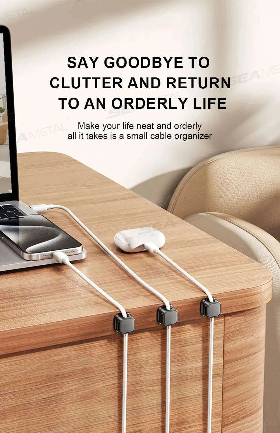 10-Piece Magnetic Self-Adhesive Cable Holder Clips-White 10pcs
