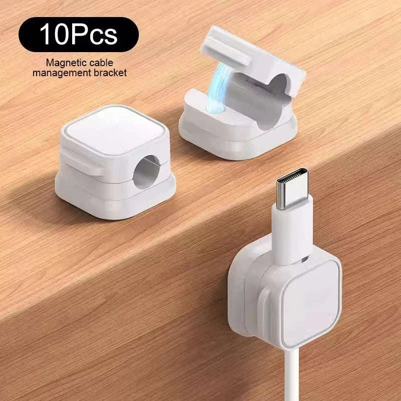 10-Piece Self-Adhesive Magnetic Cable Clips-Black 10pcs