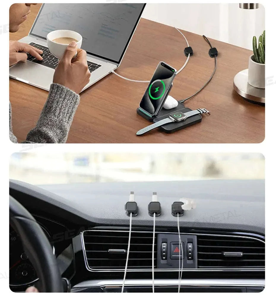 10-Piece Self-Adhesive Magnetic Cable Clips-Black 10pcs