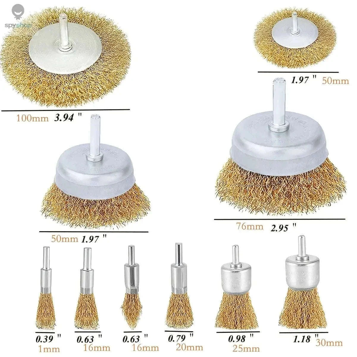 10-Piece Steel Wire Brush Drill Set for Rust Removal-3PC