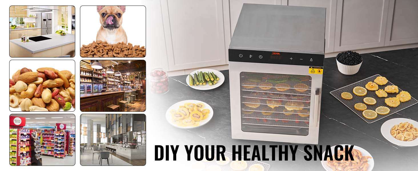 10-Tray Food Dehydrator Stainless Steel with Timer & Temperature Control-10 Trays 1000W / france