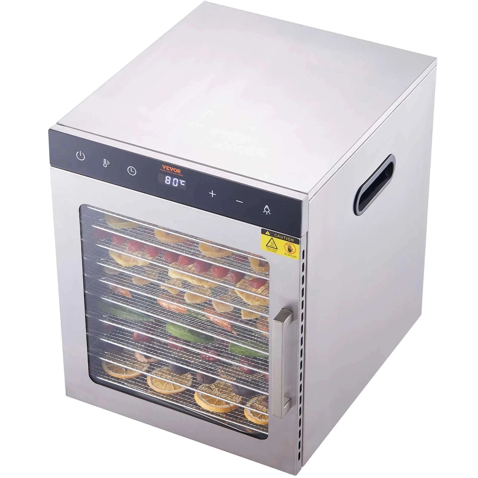 10-Tray Food Dehydrator Stainless Steel with Timer & Temperature Control-10 Trays 1000W / france
