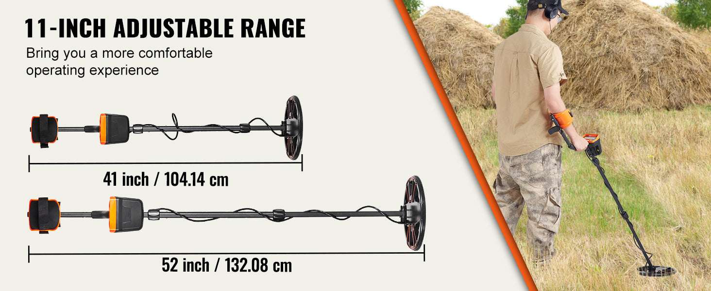 10" Waterproof Metal Detector with LCD, 7 Modes & Adjustable Stem-10 Inch Search Coil / United States