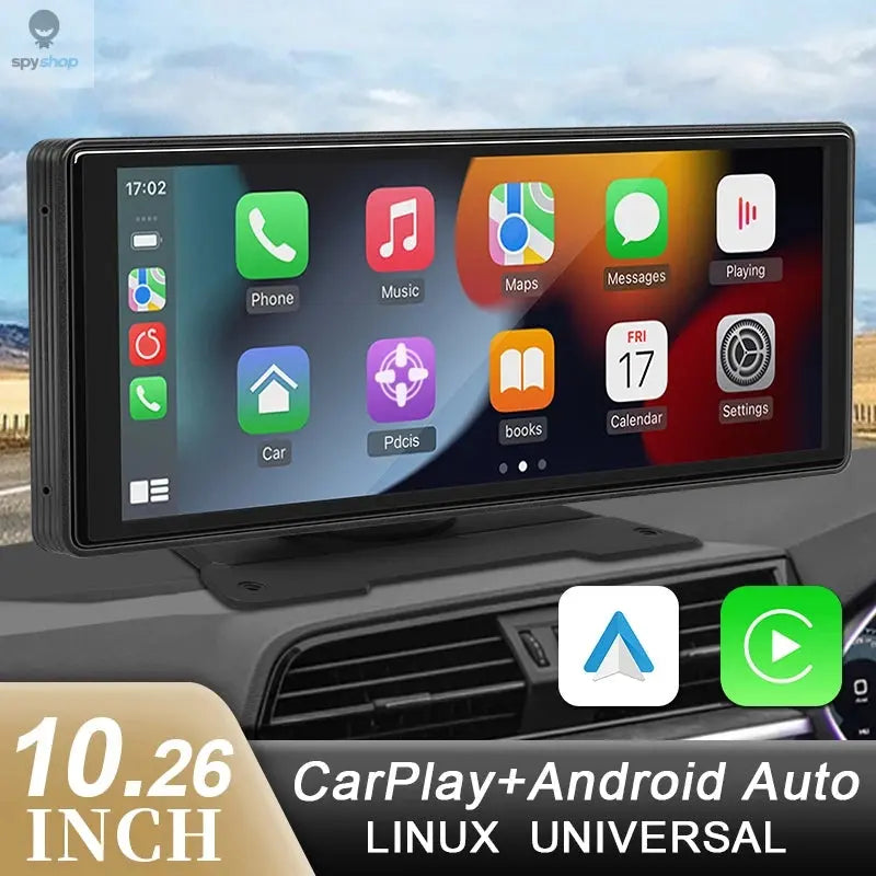 10.26"  Car Mirror Radio Multimedia Video Player Universal Wireless Carplay Android Auto Screen With Bluetooth AUX USB Spy-shop.com